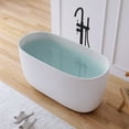 thumbnail image 4 of MEDUNJESS 47" Premium Freestanding Solid Surface Resin Stone Small Bathtub, Modern Design Freestanding Tubs with Pop-up Drain and Overflow, Matte White, 4 of 12