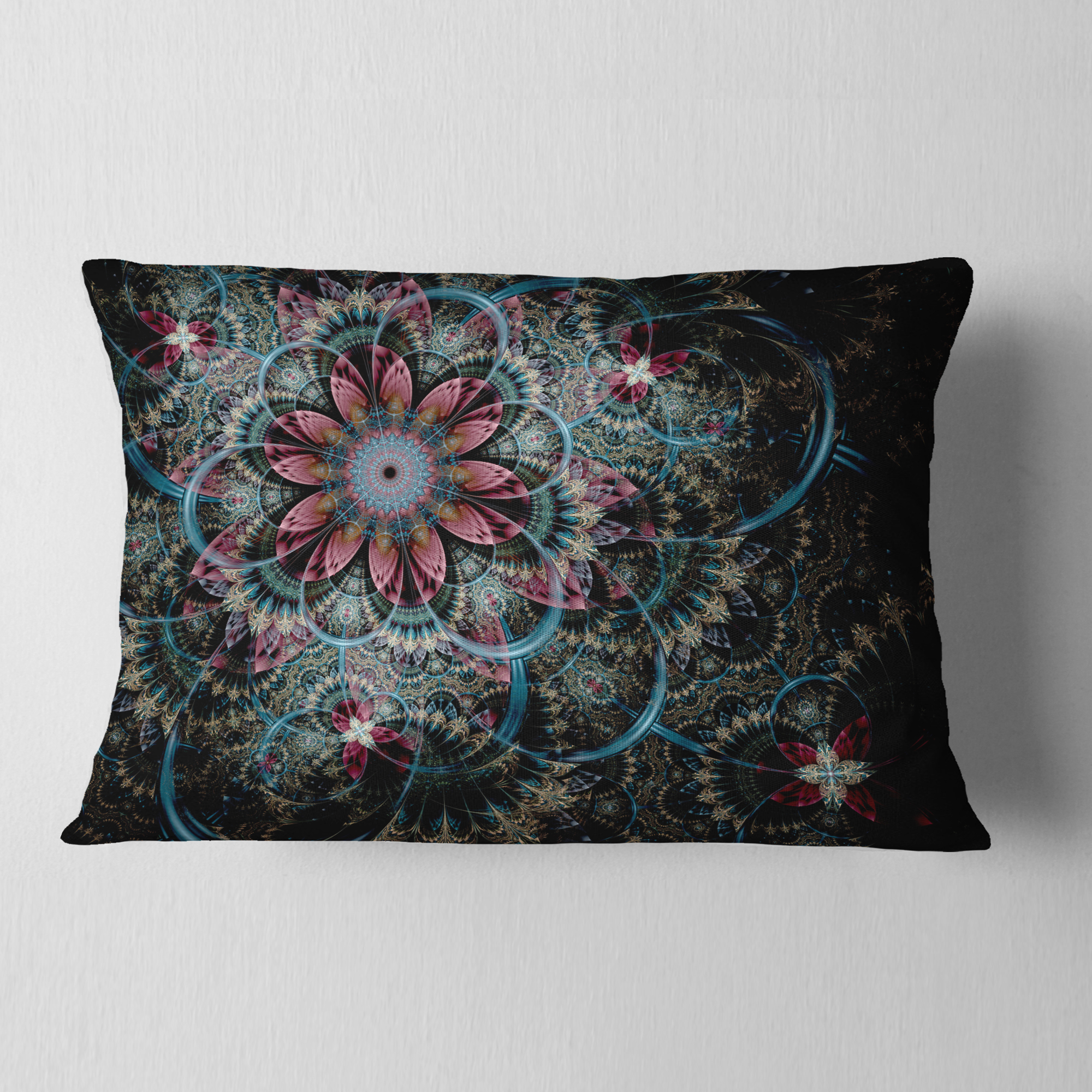 Designart 12" x 20" Blue Polyester Throw Pillow