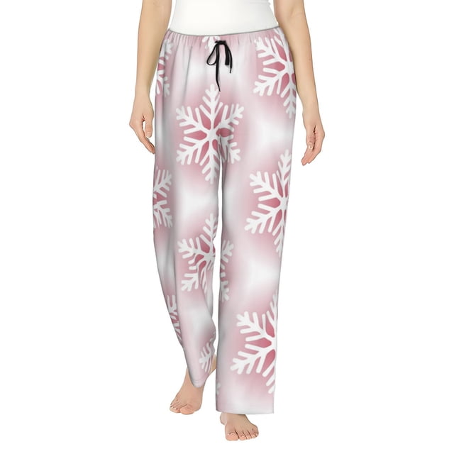 Balery Christmas Snowflakes Pantalones de pijama para mujer, pijamas ultraligeros, pantalones de estar por casa-Medium