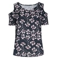 thumbnail image 4 of CHUMUD Cold Shoulder Tops for Women Short Sleeve V-Neck Shirts Summer Dressy Casual Floral Blouses Tunics Loose Fit Soft, 4 of 5