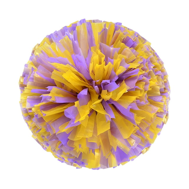 2PCS Cheerleaders Handheld Color Flower Sports Activities Performance Cheering Supplies Round High Density Color Strip Lightweight Double Finger Ring Buckle Design Anti Slip Off