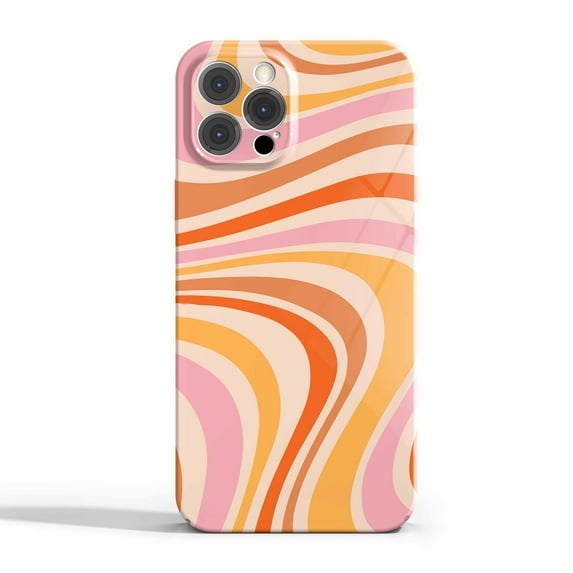 Retro 70s Orange Swirl Case for iPhone 13 Pro,Aesthetic Art Design Full Cover Protective Case