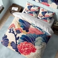 thumbnail image 1 of Dalia Roja Funda Nórdica Oriental Patrón Funda de edredón, juego de cama floral Planta, 1 of 5