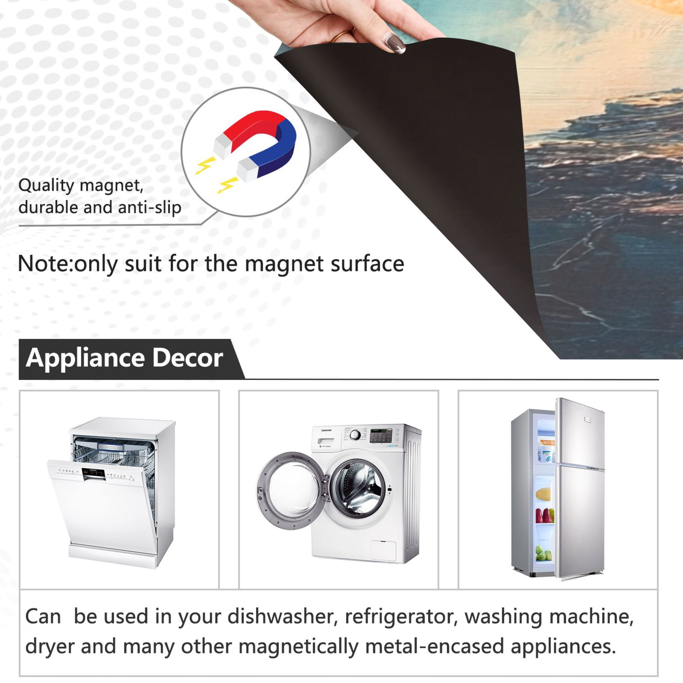 Dishwasher Magnetic Sticker 23x26 Inch Refrigerator Magnetic Sticker Washing Machine Magnetic Sticker Kitchen Panel Magnetic Sticker Home Decor Beautiful Sun and Sea