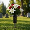 thumbnail image 3 of 2-Pack Floral Cutout Ground Stakes, Plastic Flower Basket Holders for Outdoor Garden, Patio & Cemetery Memorial Decor, 3 of 6