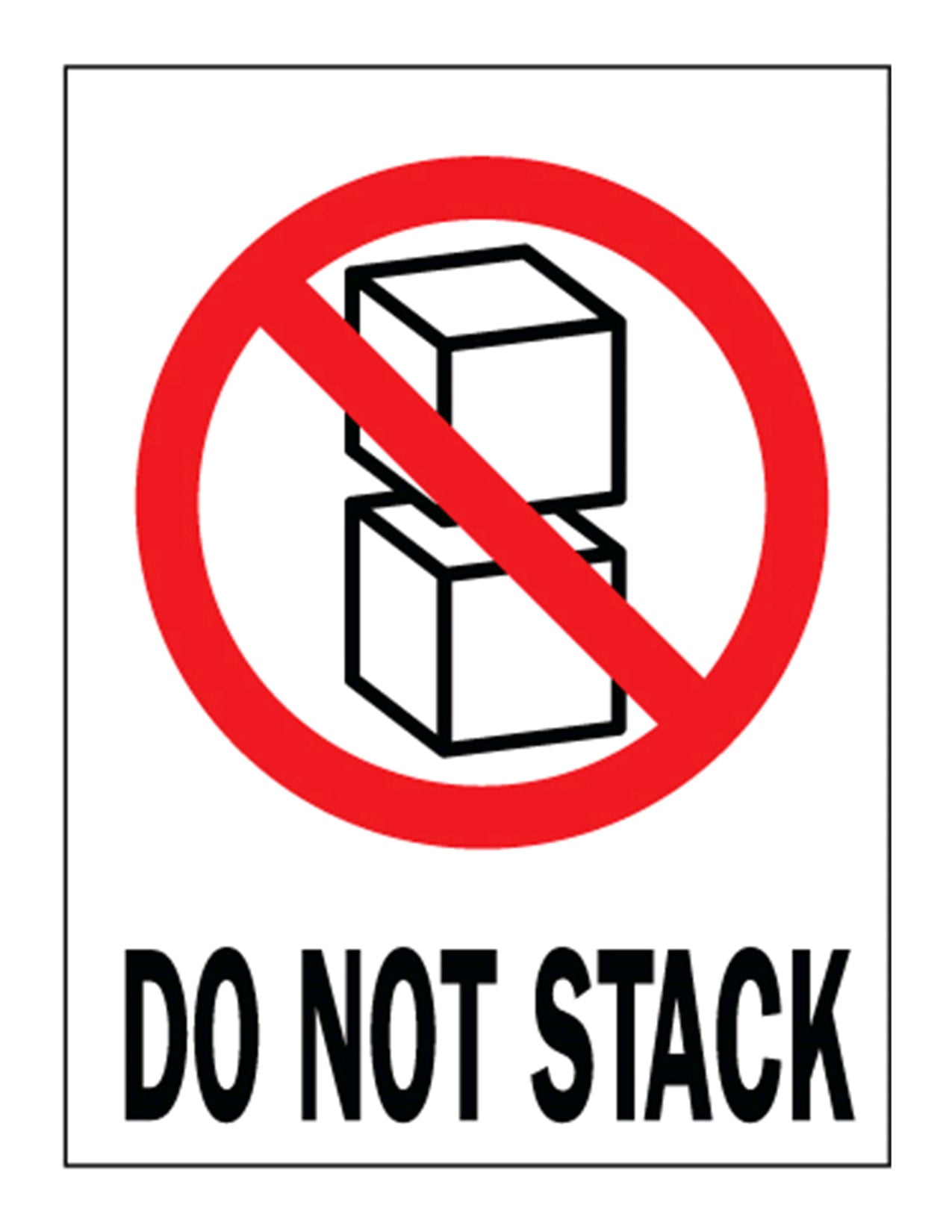 "DO NOT STACK" International Safe Handling Labels, 3" x 4",Permanent