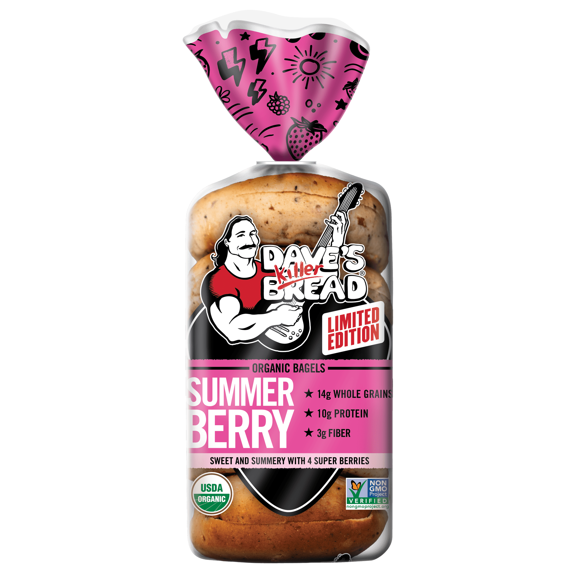 Dave's Killer Bread Summer Berry Bagels, Limited Edition Organic Bagels, 5 Count