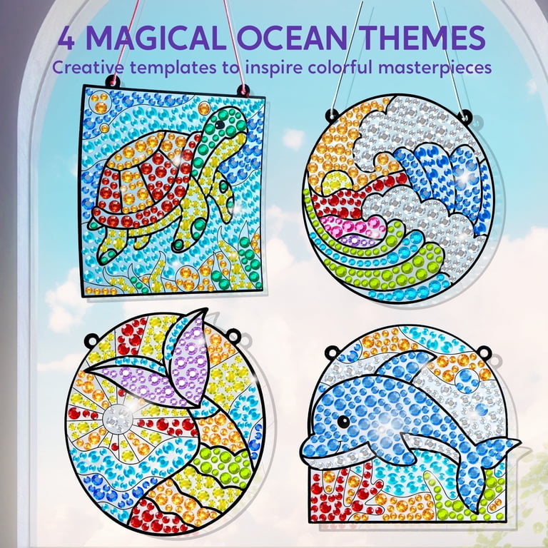 Joyfy 4-Piece Sea Creature Suncatcher Art & Craft Kit for Kids 6