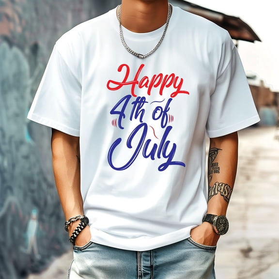 Men's T Shirt Round Neck Patterned Tee Summer New Sports Shirt Vintage Style Gift for Friends XS