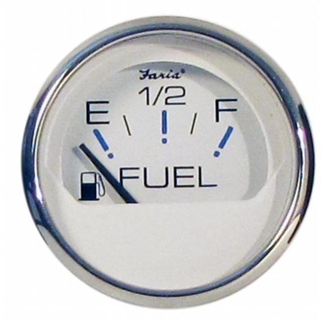Faria Beede Instruments 13801 2 in. Chesapeake White Stainless Steel Fuel Level Gauge
