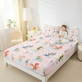 thumbnail image 5 of Feelyou Dreamy Cute Dragon Twin Sheet Sets for Kids, Tree Plant Botanical Twin Fitted Sheet, Pink Cartoon Dinosaur Flat Sheet, Breathable Home Decor, 3-Piece, 5 of 8