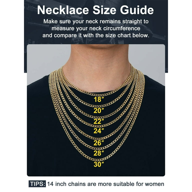 Chainspromax 5mm Gold Cuban Chain 14 inch Short Choker Fashion Necklace for Men Women Golden Chains for Gift Men s Size 5 mm