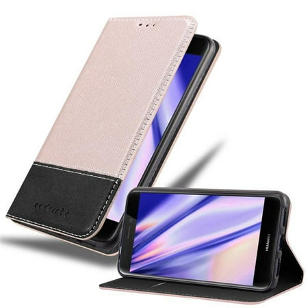 Cadorabo Case for Huawei P8 LITE 2017 / P9 LITE 2017 Cover in ROSE GOLD BLACK magnetic closure