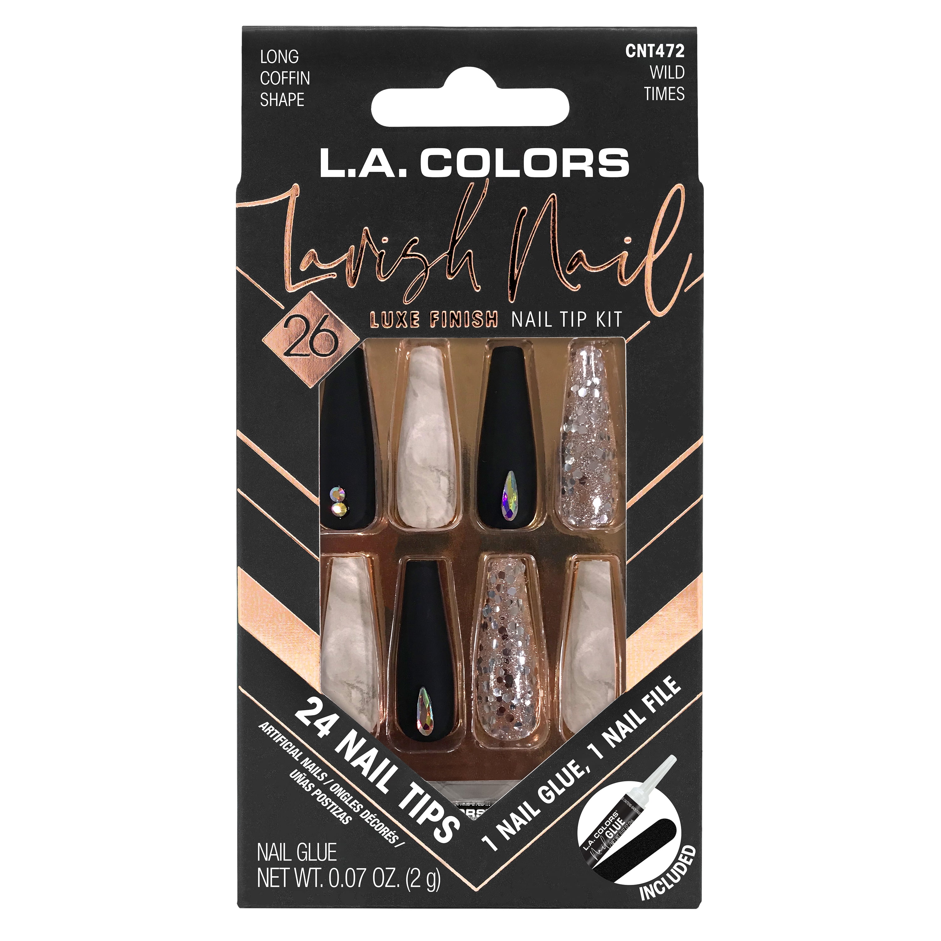 L.A. COLORS Lavish Nail Tips, Wild Times, 26 Piece