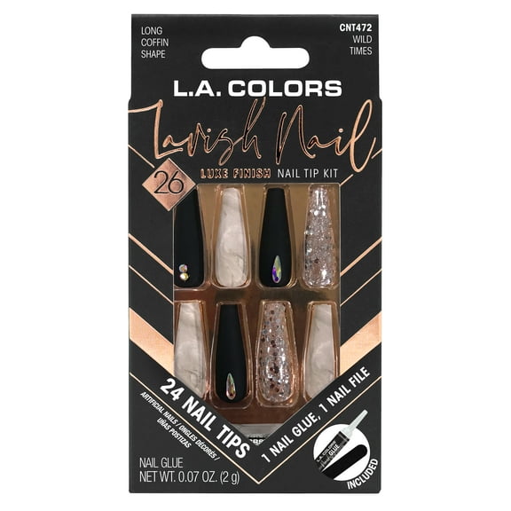 L.A. COLORS Lavish Nail Tips, Wild Times, 26 Piece