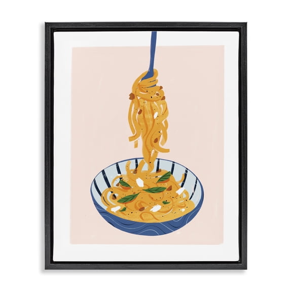 Stupell Industries Contemporary Modern Pasta Bowl Black Floating Frame Canvas Art, 17 x 21, by Marina Astudillo