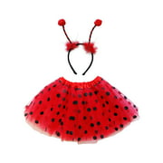 Ladybug Halloween Costume - Red & Black Polka Dot Toddler, Girls, Adult, & Plus Size Headband Antennae & Tutu Skirt Insect Bug Dress Up Set