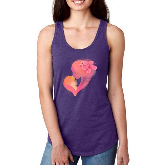 Mom With Baby Silhouette Racerback Tank Women -Image by Shutterstock, Female XX-Large
