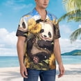 thumbnail image 2 of Lsque Clear Sky Cute Sunflower Panda pattern Hawaiian Shirt for Men, Unisex Summer Beach Casual Short Sleeve Button Down Shirts-XX-Large, 2 of 9