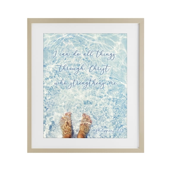 Stupell Industries Coastal I Can Do All Things Birch Framed Print Under Glass, 13 x 16, by Sarah Jane