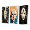 thumbnail image 3 of Designart "Pastel Pink Mask Futuristic Woman I" Woman Sci-Fi Framed Wall Art Set Of 3 - White Glam Frame Gallery Set For Office Decor, 3 of 6