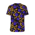 thumbnail image 3 of Rocae Golden Snake And Purple Rose for Breathable Men's Baseball T-Shirt Fashionable Casual Baseball Jersey, Moisture-wicking Sportswear Small, 3 of 9