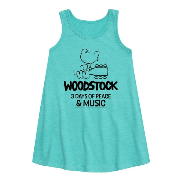Woodstock - 3 Days of Peace & Music - Outline Drawing - Toddler & Youth Girls A-line Dress