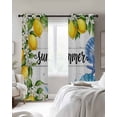 thumbnail image 3 of Summer Lemon Blackout Curtains for Bedroom Living Room, Oceans Blue Shells Starfish Flower White Wood Grain 63 In Long Thermal Insulated Room Darkening Drapes Grommet Window Treatments, 52 x 63 In, 3 of 9