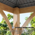 thumbnail image 4 of Howsvn 13 ft. x 15 ft Outdoor Hip Roof Spruce Wooden Gazebo, Heavy-duty Hard Top Steel Metal Roof Gazebo Pavilion, Weather Protected Permanent Canopy for Patio, Garden, Backyard, 4 of 10