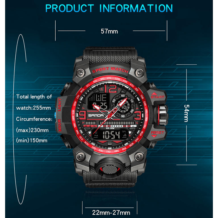 Findtime Digital Watches for Men│Skull Dial Waterproof Military Watch