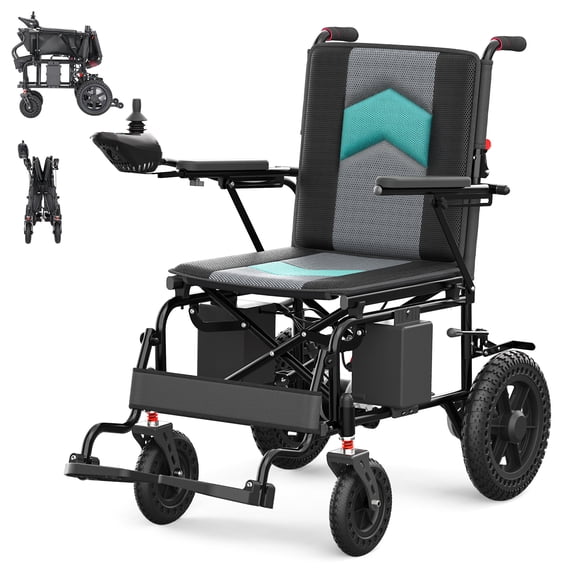 Morrean Electric Wheelchair Foldable All Terrain Motorized Wheelchairs for Seniors,20 Miles Range 3.7Mph 500W Motors,Black