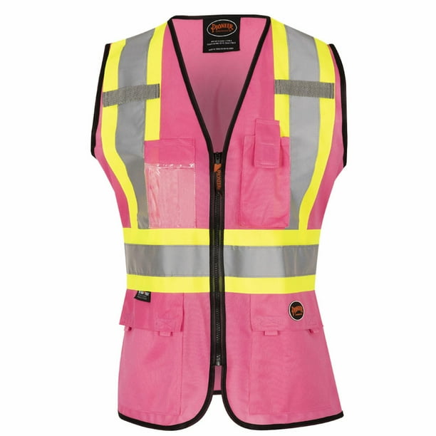 Chaleco de seguridad Pioneer para mujer con cinta reflectante de alta visibilidad rosa