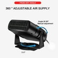 thumbnail image 5 of 24V Car Heater Defroster, 200W High-Power Portable Fan Heater, Fast Heating Demister, 360° Adjustable, Dual-Speed, Cigarette Lighter Plug, Safe Overheat Protection, for Truck SUV Winter Driving, 5 of 9