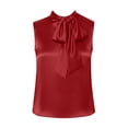 thumbnail image 4 of cocolona Summer Womens Satin Tank Tops Sleeveless Bow Tie Neck Blouses Dressy Casual Work Shirts, 4 of 7