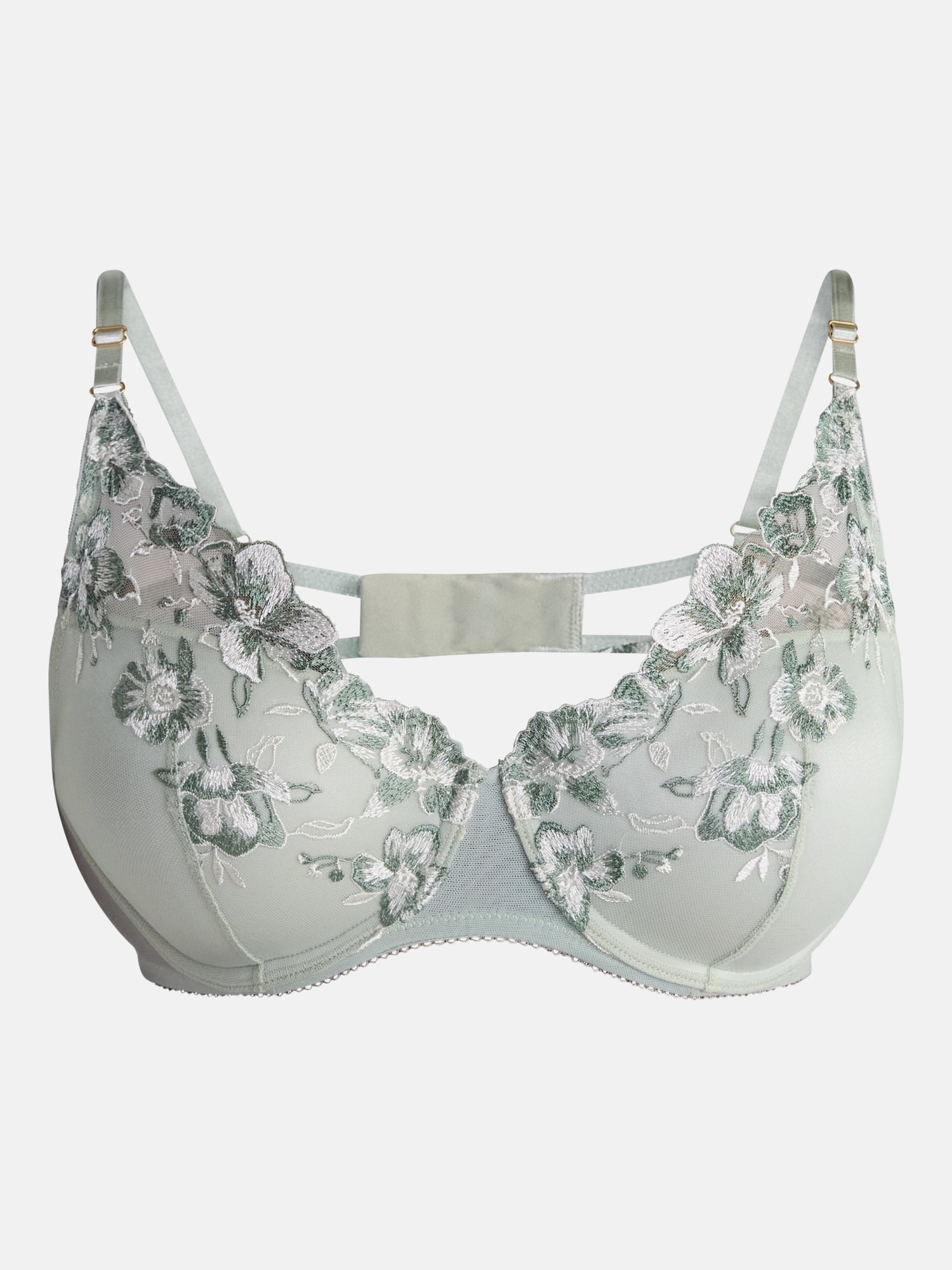 Joyspun Women's Floral Embroidered High Apex Plunge Bra, Sizes 36B-40DDD