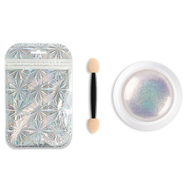 Polvo De Uñas De Cromo Perla, Polvo De Efecto De Neón De Espejo Brillo De Uñas De Perla Brillante Con Palo De Esponja Decoraciones De Arte De Uñas Para Arte De Uñas DIY