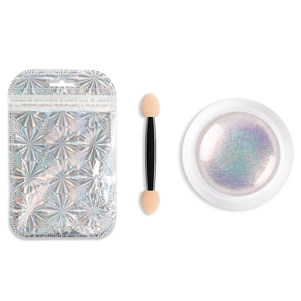 Polvo De Uñas De Cromo Perla, Polvo De Efecto De Neón De Espejo Brillo De Uñas De Perla Brillante Con Palo De Esponja Decoraciones De Arte De Uñas Para Arte De Uñas DIY