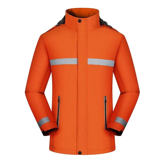Men's Casual Jacket Warm Lined Reflective Outdoor Workwear Coat for Plus Size Comfortable Durable Lightweight