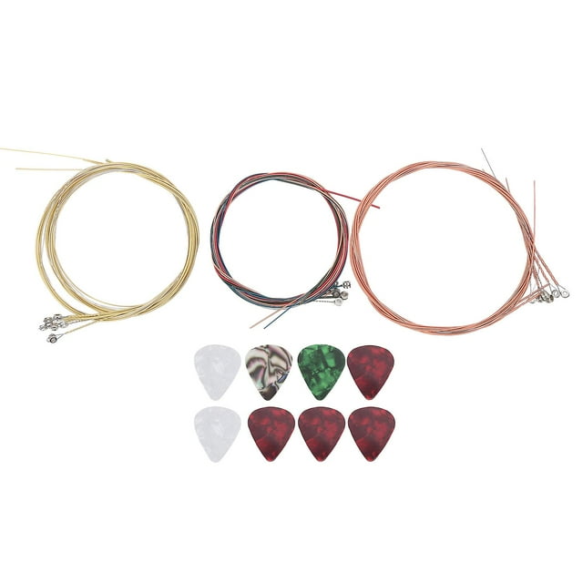 Lot de 3 cordes de guitare acoustique en acier de rechange, 8 médiators en celluloïd pour artistes zxs0002