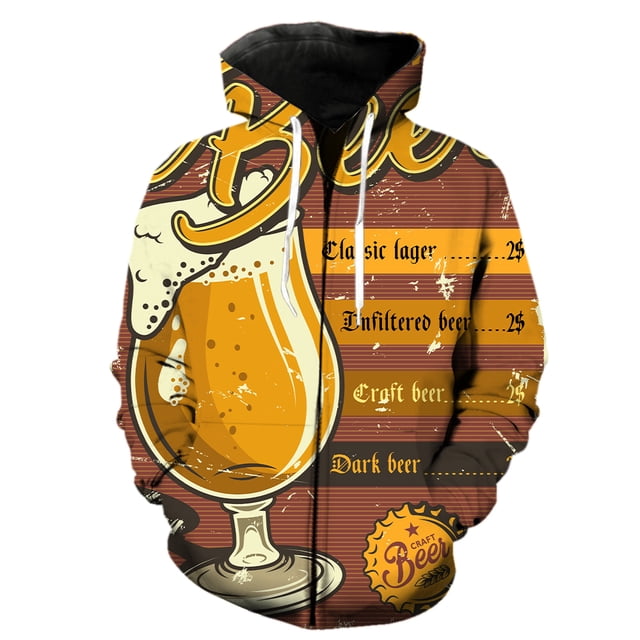 Sudadera con capucha y cremallera para hombre del Festival de la Cerveza de Dibujos Animados, gran oferta 2024, camisetas extragrandes, divertidas y geniales, con capucha, sudaderas con estampado 3D p