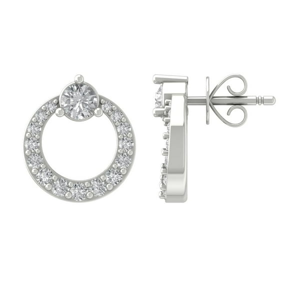 Araiya Sterling Silver Diamond Stud Earrings for Women (1/2 cttw, I-J Color, I2-I3 Clarity)