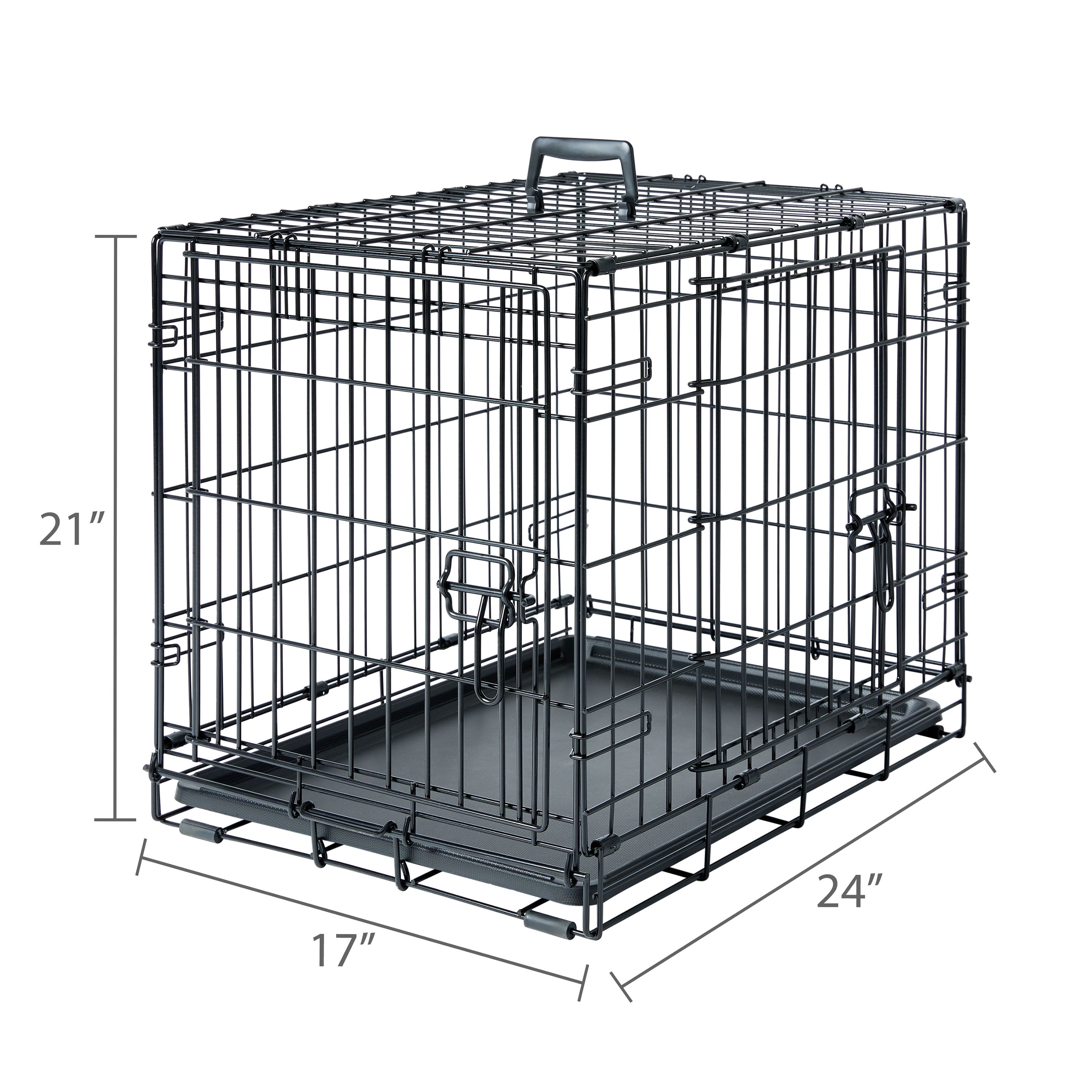 Vibrant Life Foldable 2-Door 24" Wire Crate for Dogs with Divider and Leak-Proof Tray