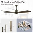 thumbnail image 2 of 60 Inch Ceiling Fan with Light and Remote Control, 5 Solid Wood Blades, 6-Speed Quiet Reversible Motor, 2 of 9