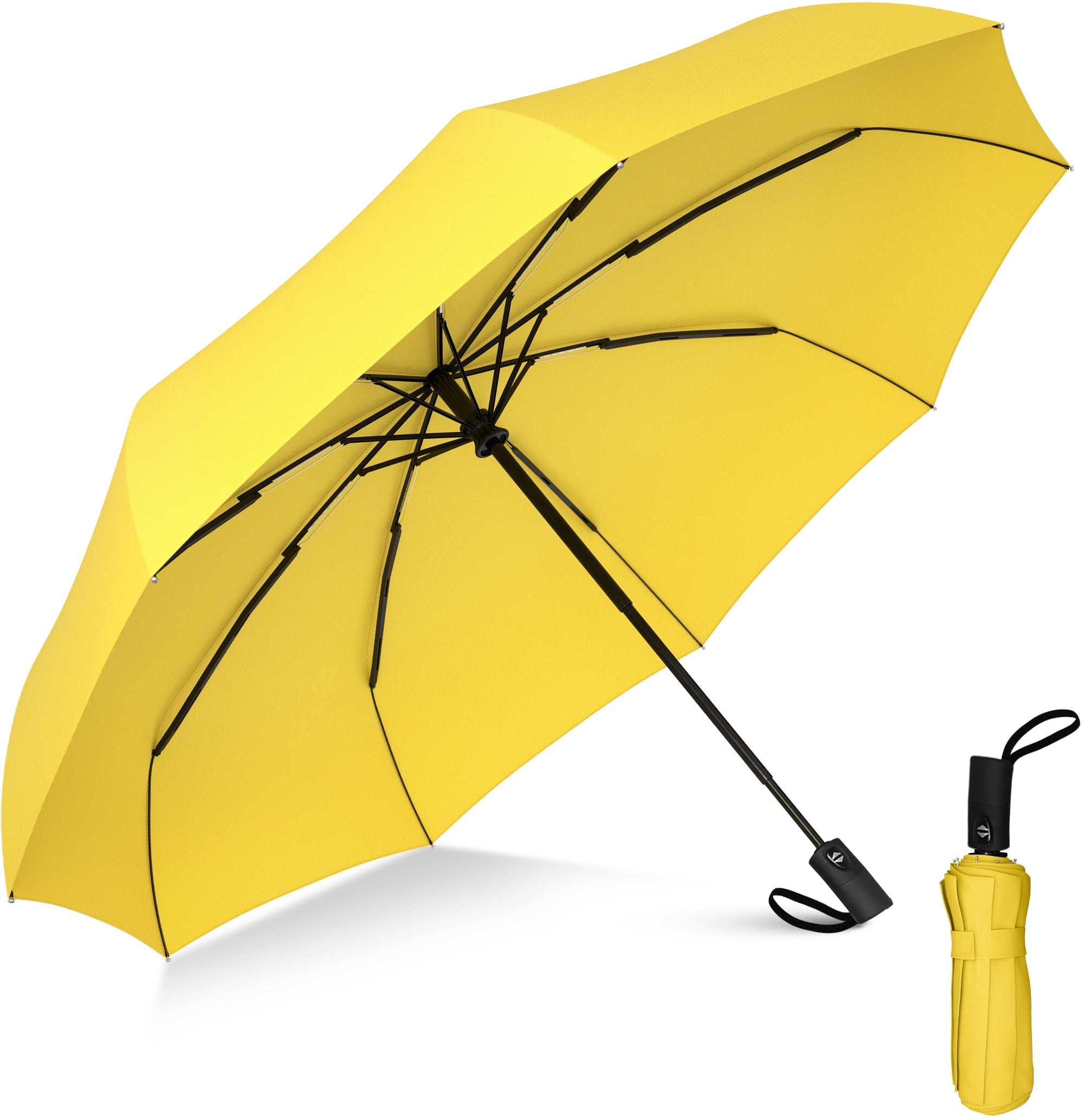 Windproof Folding Umbrella Hedgehog In Yellow Cap Forest Animal Auto Open Close and Ergonomic Handle Travel Umbrella 