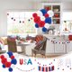 thumbnail image 1 of Xihbxyly Juego de Decoraciones Patrióticas, Globos de Aluminio con La Bandera de Ee. Uu., Serpentinas Colgantes con Forma de Estrella, Abanicos de Papel, Pompones, Día de Los Caídos, Día de Los Veter, 1 of 6