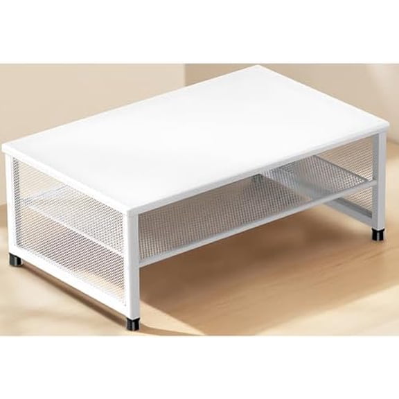 2-Tier Computer Monitor Stand Riser, Desk Organizer for Monitor, Printer & Laptop Stand, Desktop Workspace Organizers for Office Supplies(White)