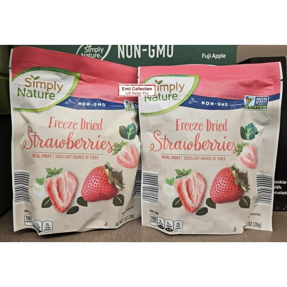 Simply Nature NON-GMO Freeze Dried Strawberries 1.0oz 28g (2 Bags)