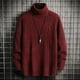 thumbnail image 2 of Suéter de cuello alto para hombre de otoño e invierno, suéter coreano ajustado con dos solapas y rombos, suéter de manga larga, 2 of 6