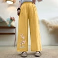 thumbnail image 2 of Women Linen Palazzo Pants High Waisted Wide Leg Summer Trousers Floral Embroidery Elastic Waist Pockets Retro Casual Pant, 2 of 6