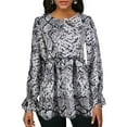thumbnail image 1 of DYMADE Women's Short Sleeve Animal Print Peplum Blouse, 1 of 6